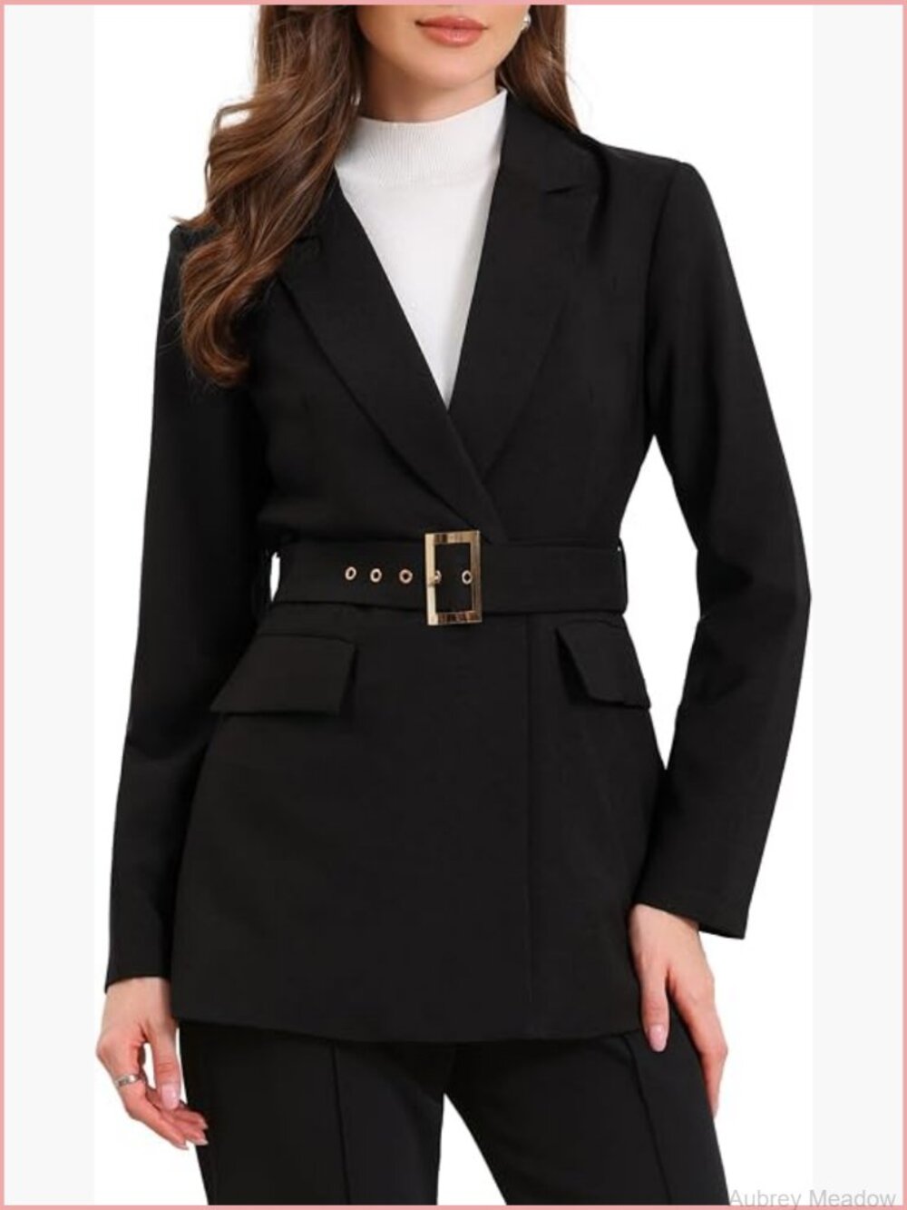 Long Sleeve Belted Blazer Suit Jacket Office Work Business Casual